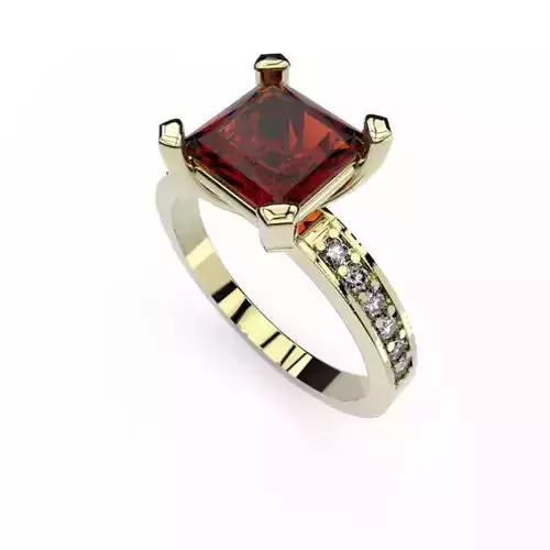 Ring with square stone 6mm