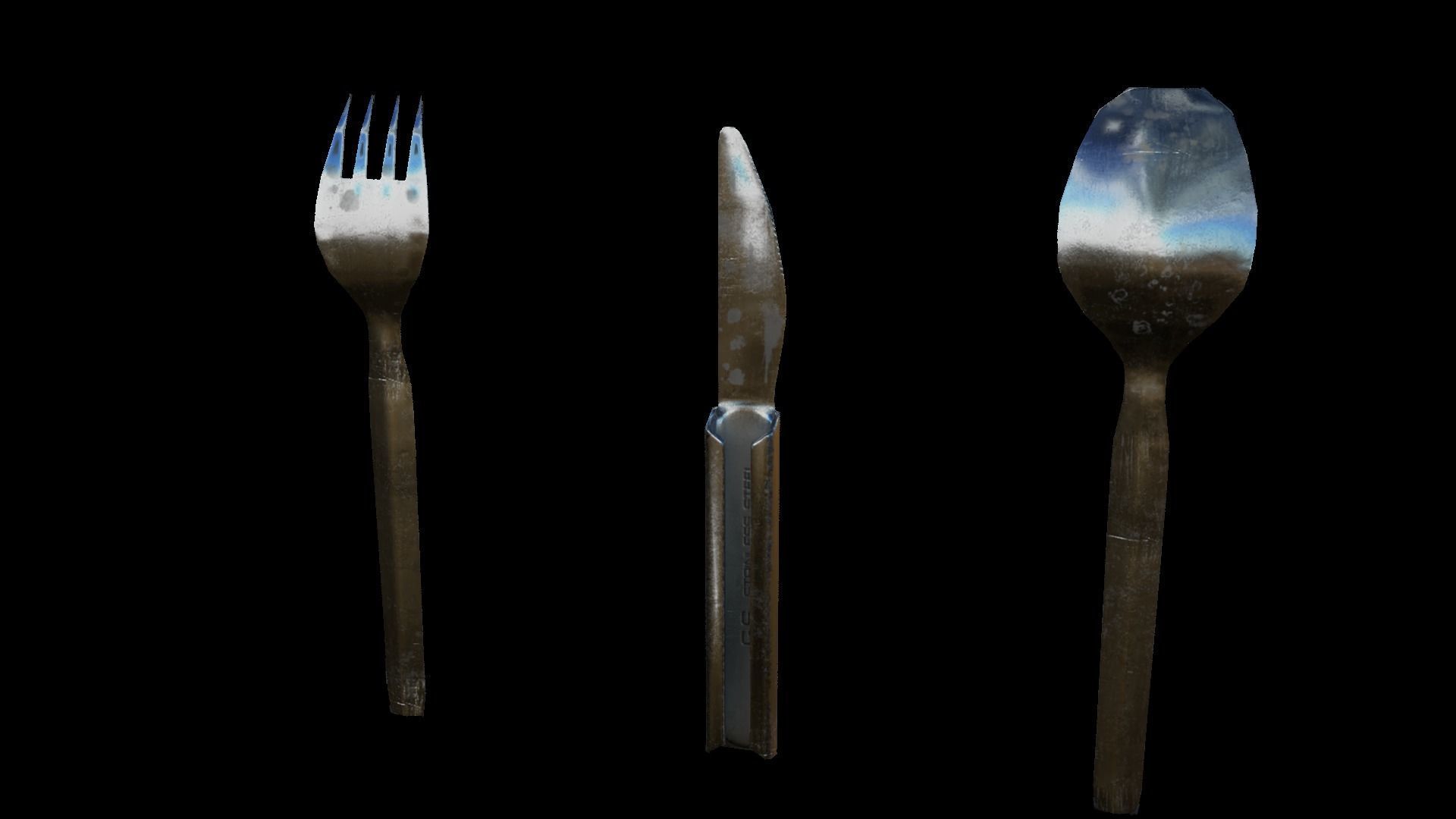 Military Eating Utensils Low-poly 3D model_12