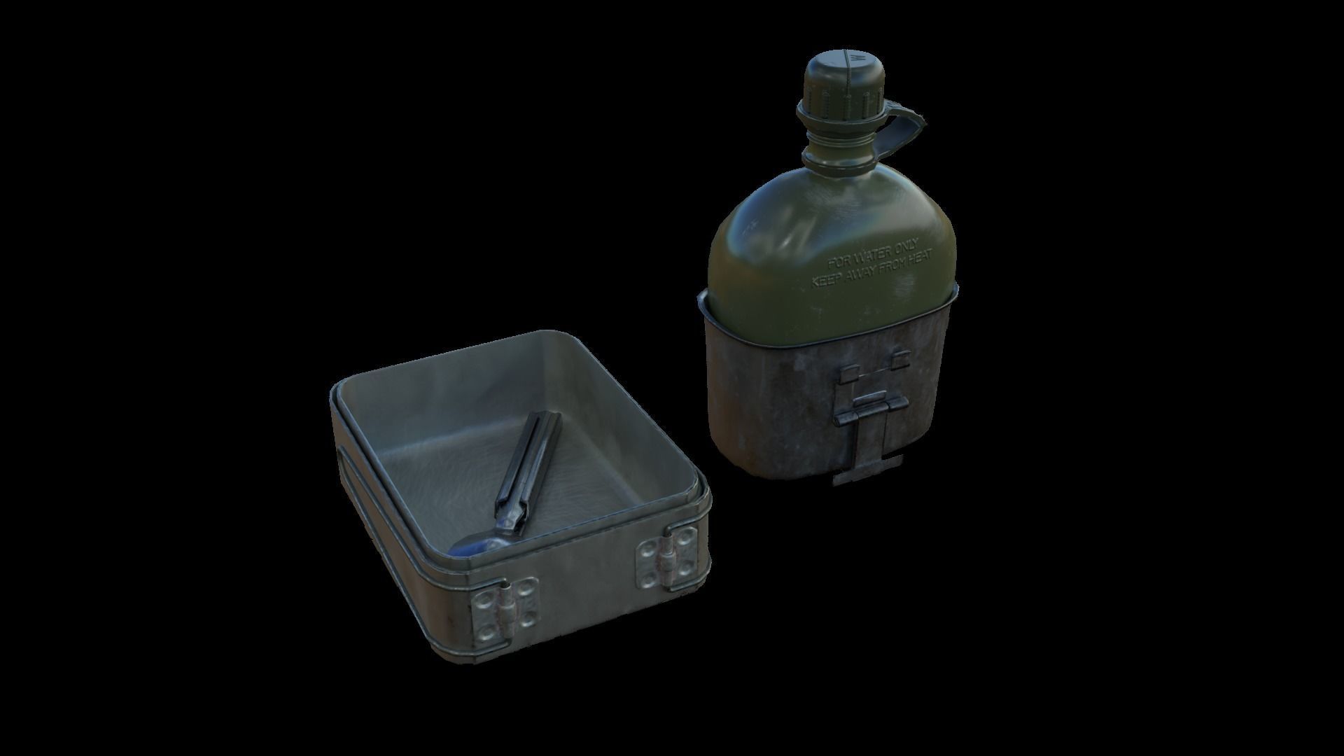 Military Eating Utensils Low-poly 3D model_2