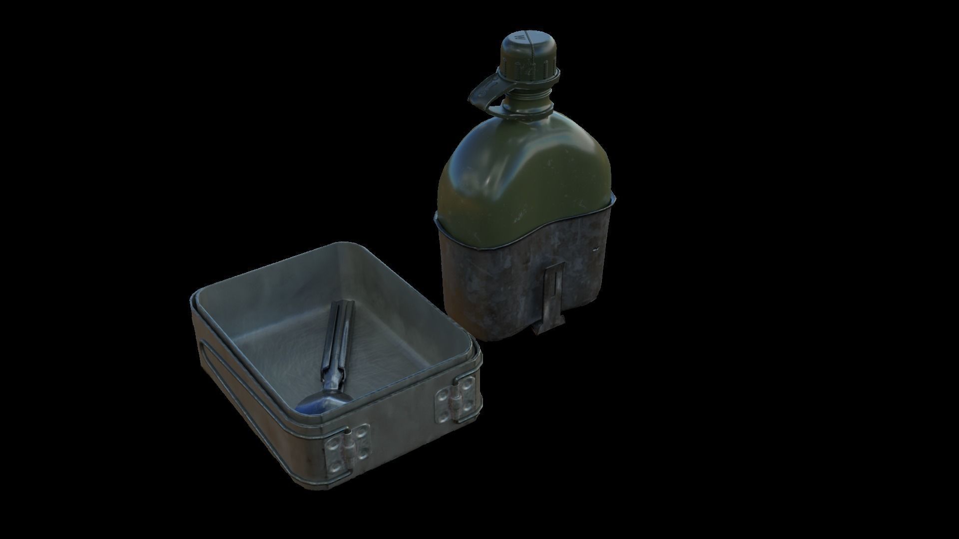 Military Eating Utensils Low-poly 3D model_1