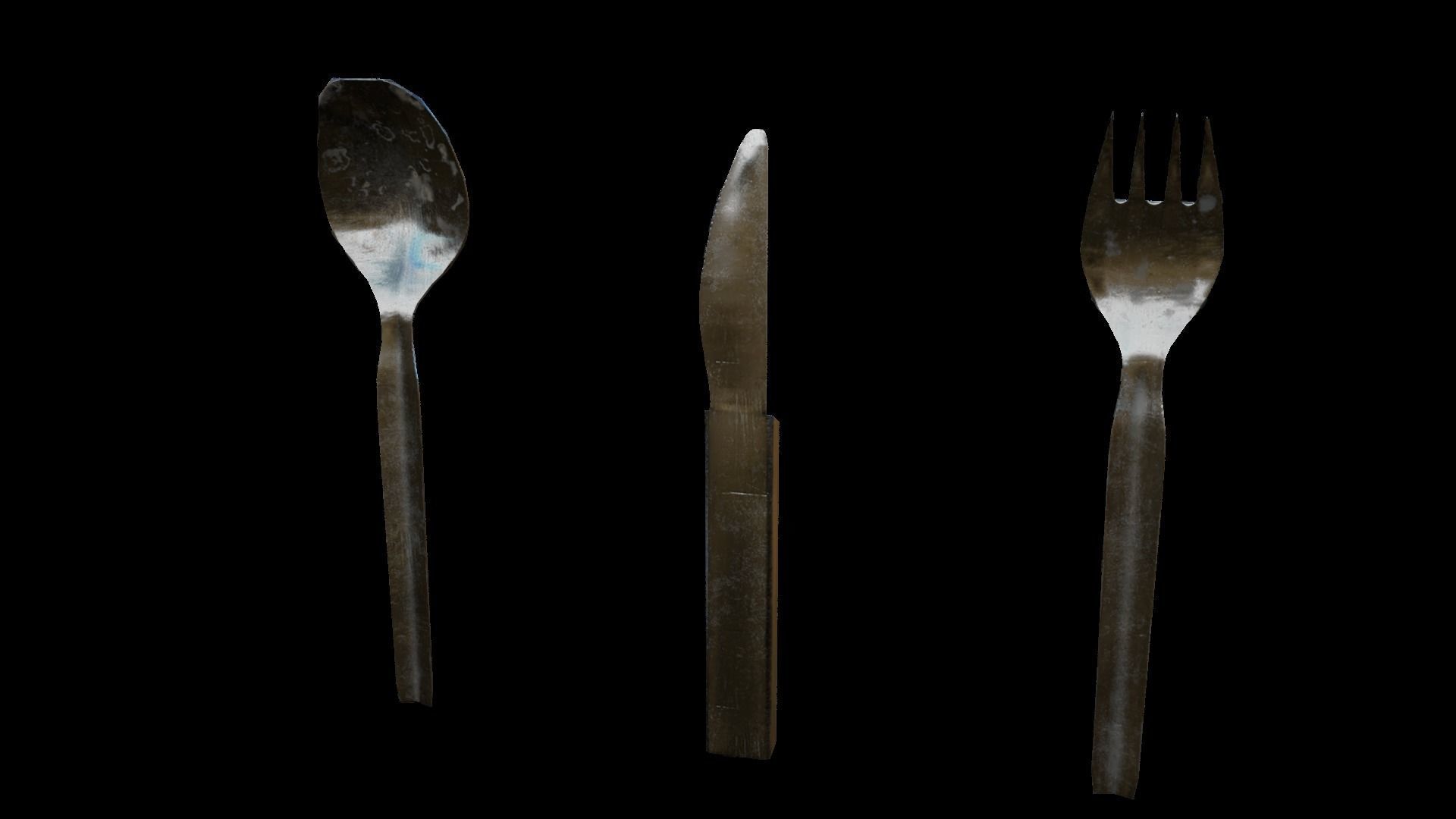 Military Eating Utensils Low-poly 3D model_11