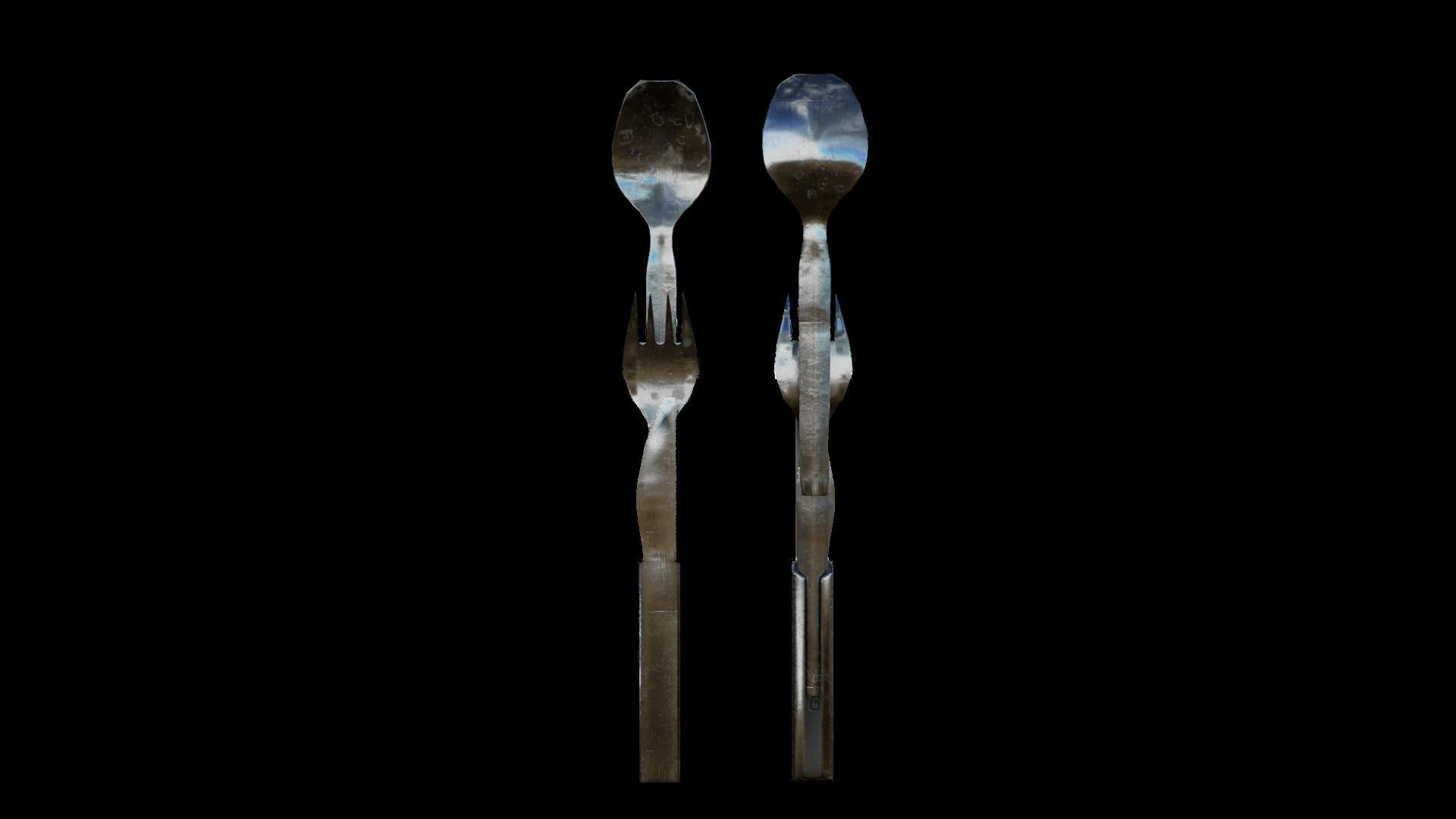 Military Eating Utensils Low-poly 3D model_14