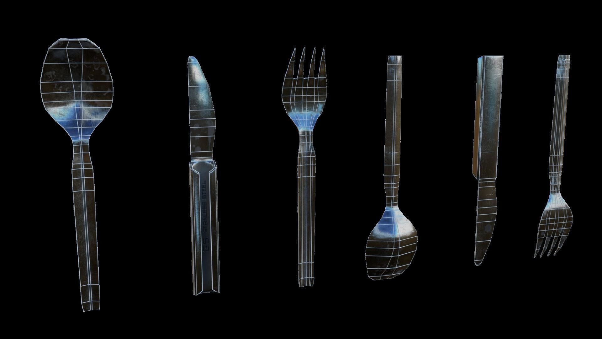 Military Eating Utensils Low-poly 3D model_28