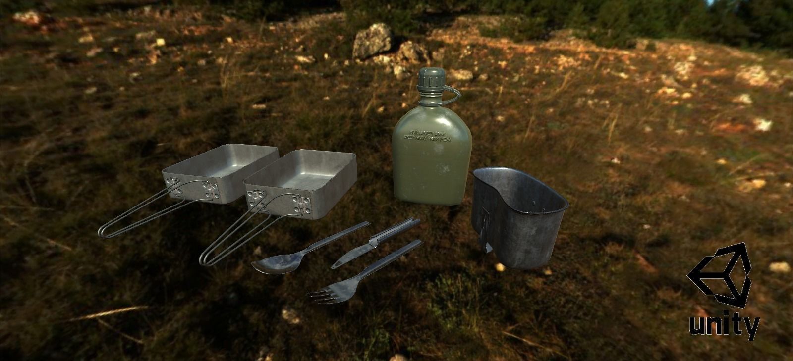 Military Eating Utensils Low-poly 3D model_21