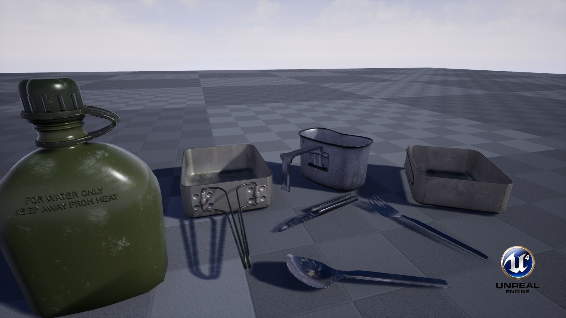 Military Eating Utensils Low-poly 3D model_23
