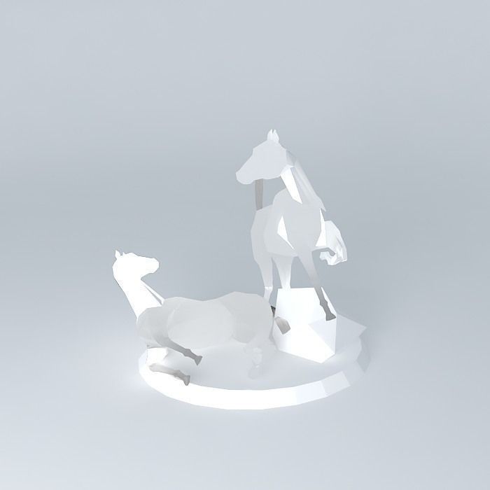 Group two horses Lladró Free 3D model_2