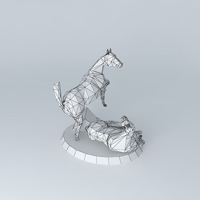 Group two horses Lladró Free 3D model_3