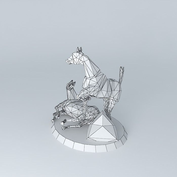 Group two horses Lladró Free 3D model_4