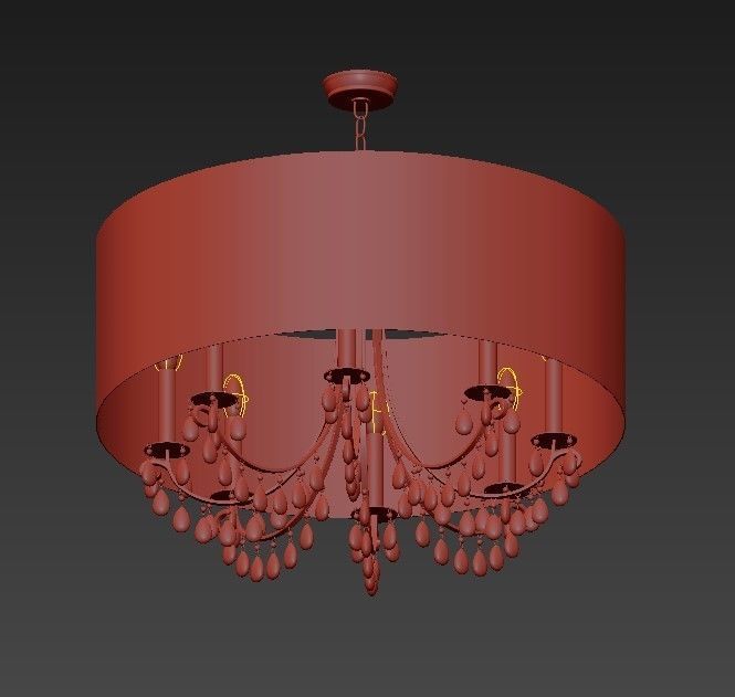 Hampton 8 Light Drum Shade Chrome Chandelier 3D model_2