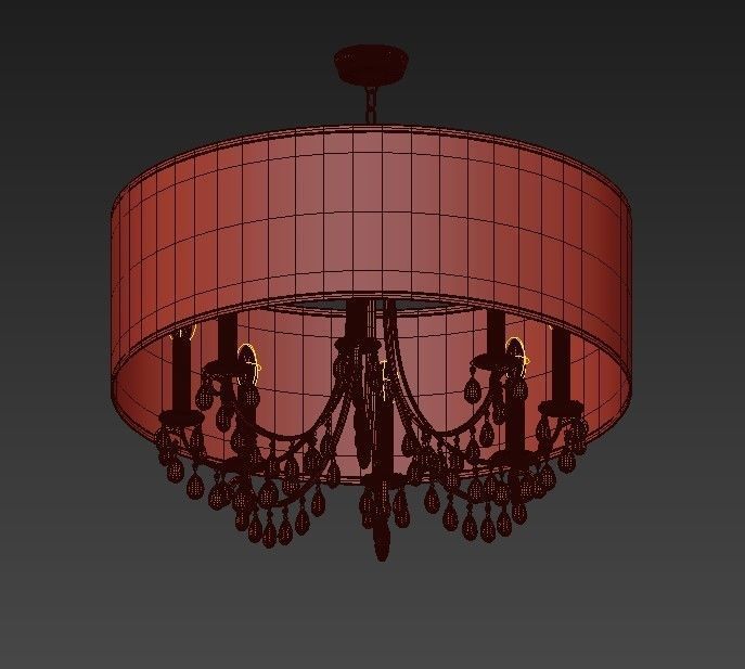Hampton 8 Light Drum Shade Chrome Chandelier 3D model_3