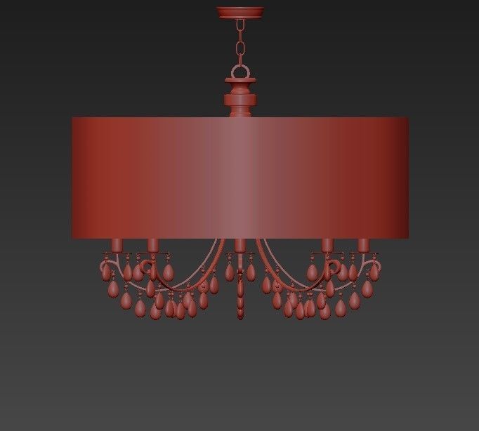 Hampton 8 Light Drum Shade Chrome Chandelier 3D model_1
