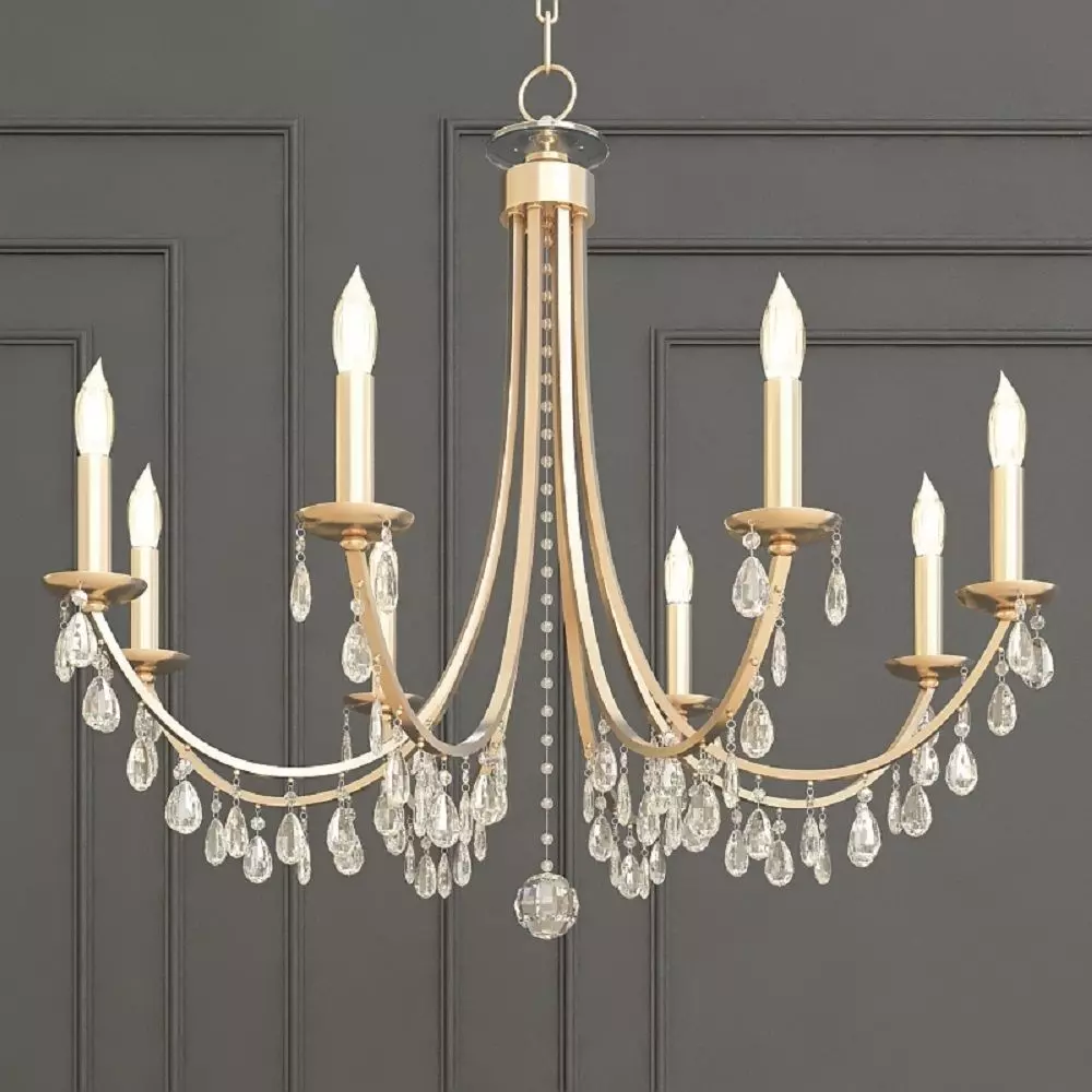 Hampton 8 Light Antiqued Gold Chandelier 3D model