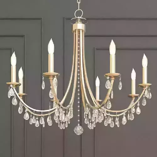 Hampton 8 Light Antiqued Gold Chandelier