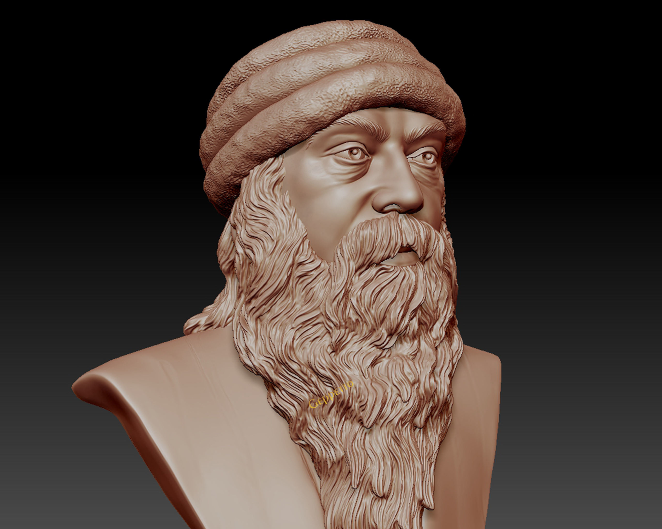 Rajneesh OSHO 3D printable sculpture 3D print model_36