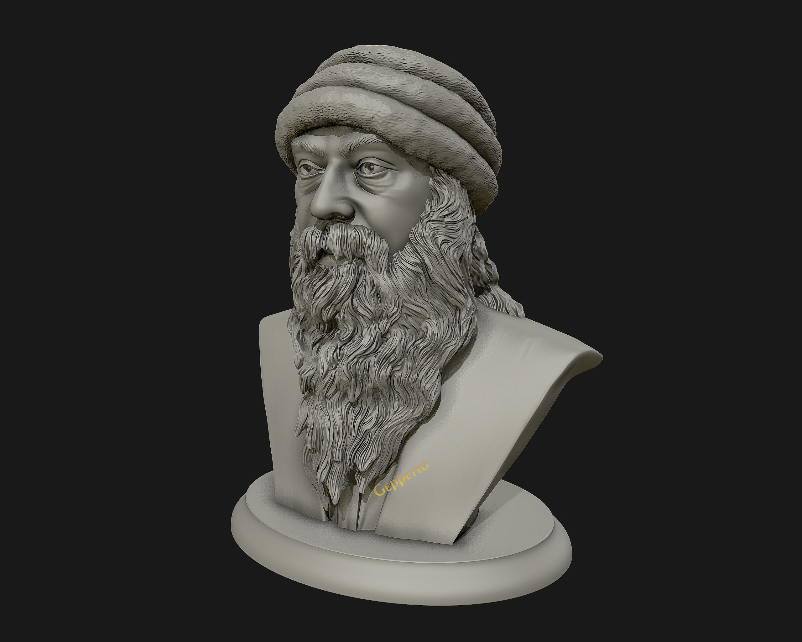 Rajneesh OSHO 3D printable sculpture 3D print model_37