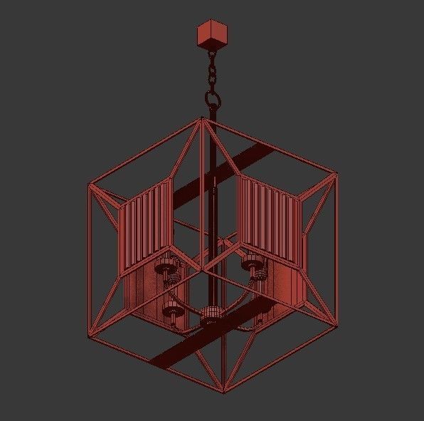 Cage 4 Light Chandelier 3D model_3