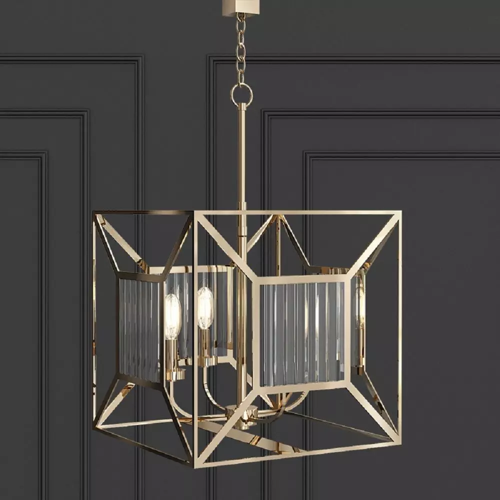 Cage 4 Light Chandelier 3D model_0