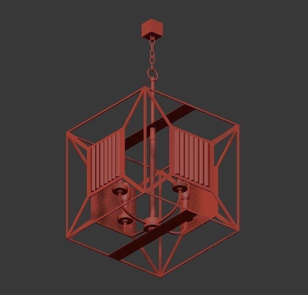 Cage 4 Light Chandelier 3D model_2