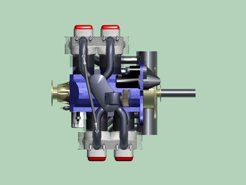 Boxer Flat-Four engine 3D model_2