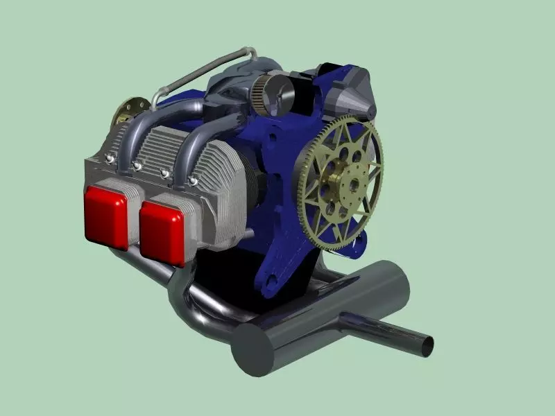 Boxer Flat-Four engine 3D model_0