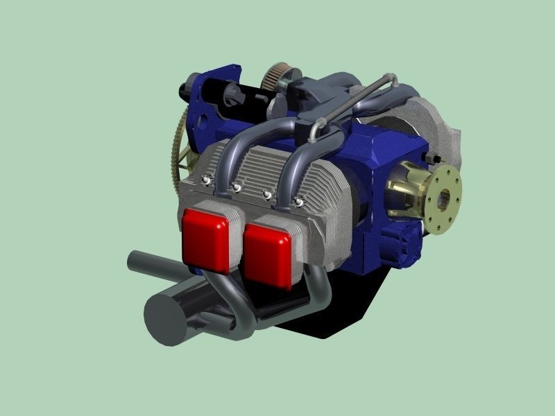 Boxer Flat-Four engine 3D model_1