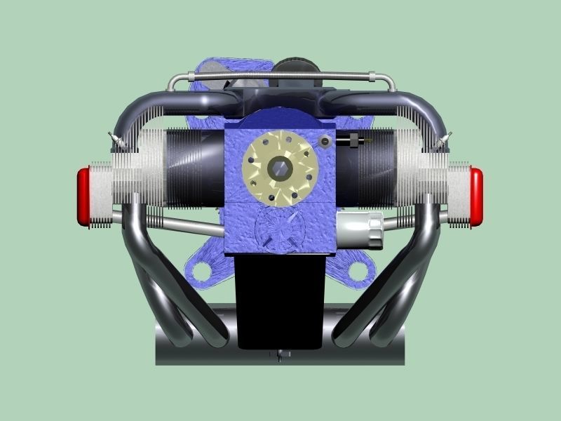 Boxer Flat-Four engine 3D model_5
