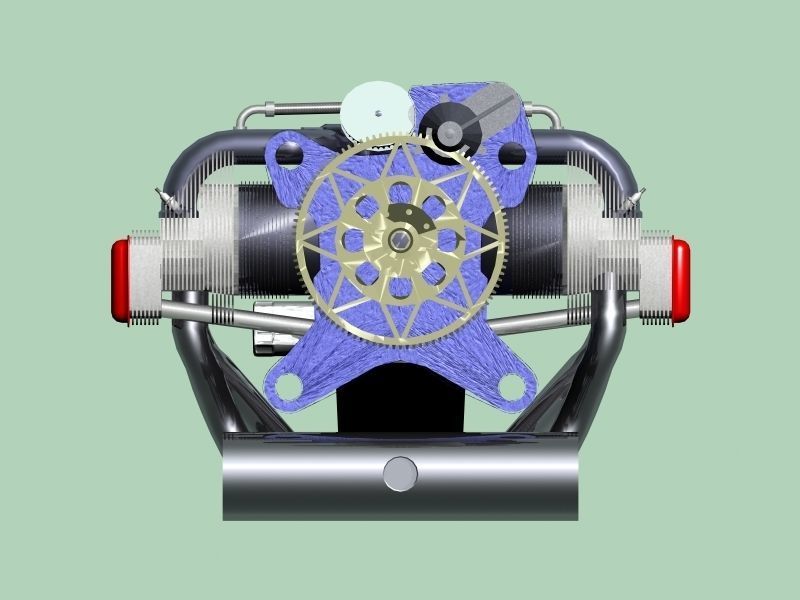 Boxer Flat-Four engine 3D model_4