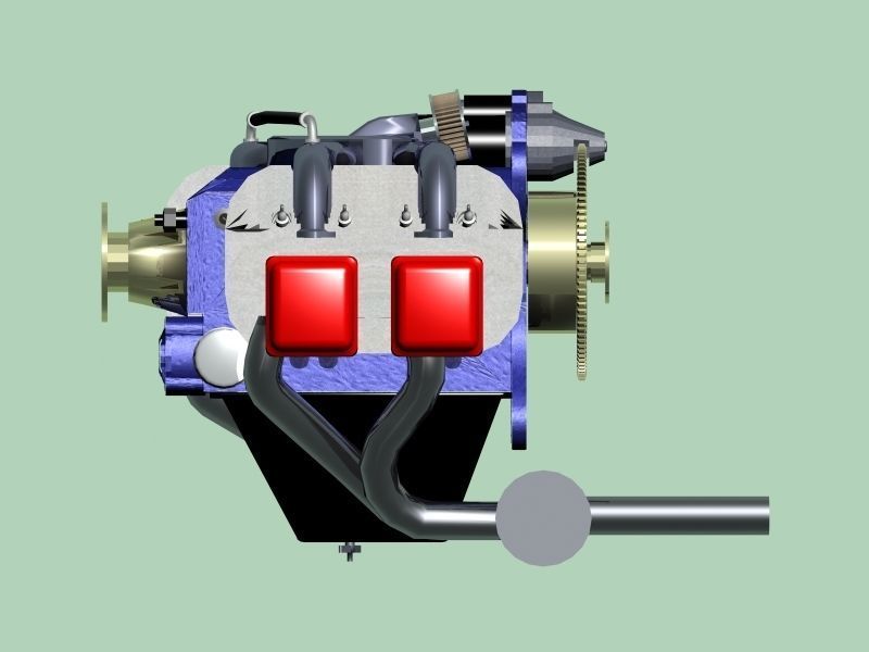 Boxer Flat-Four engine 3D model_3