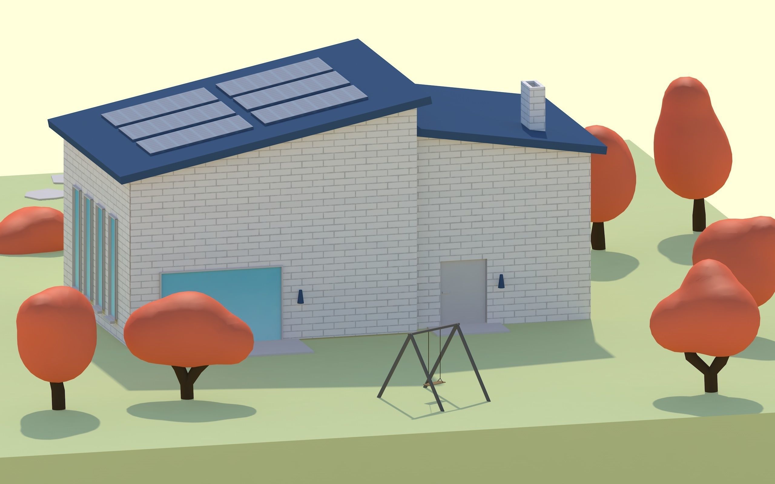 Simple House Scenery Free low-poly 3D model_3