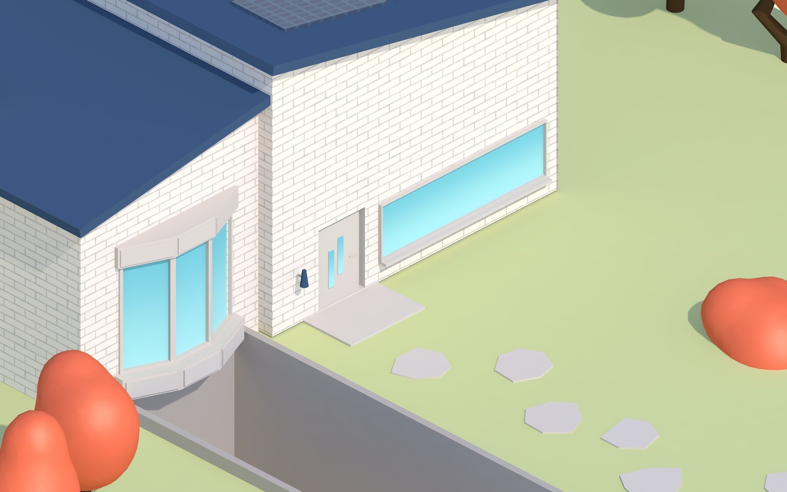 Simple House Scenery Free low-poly 3D model_5