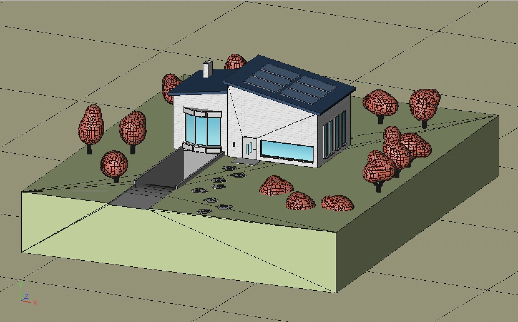 Simple House Scenery Free low-poly 3D model_8