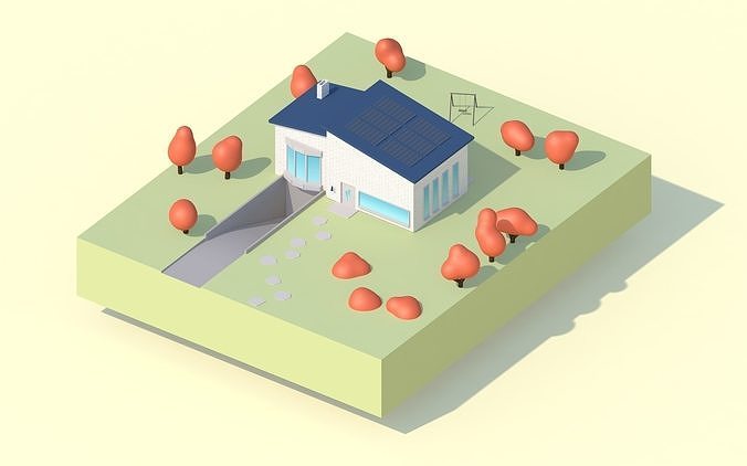 Simple House Scenery Free low-poly 3D model