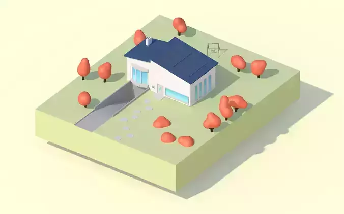 Simple House Scenery Free low-poly 3D model