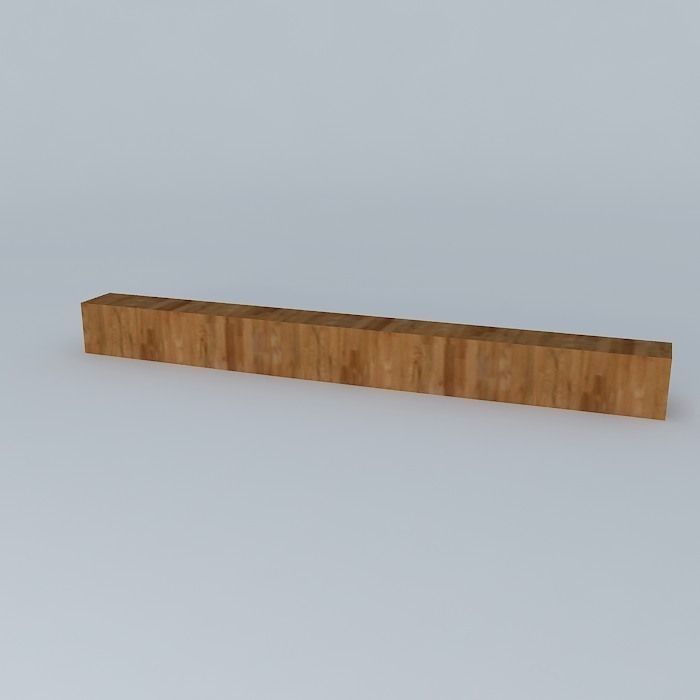 Wooden block bench Free 3D model_1