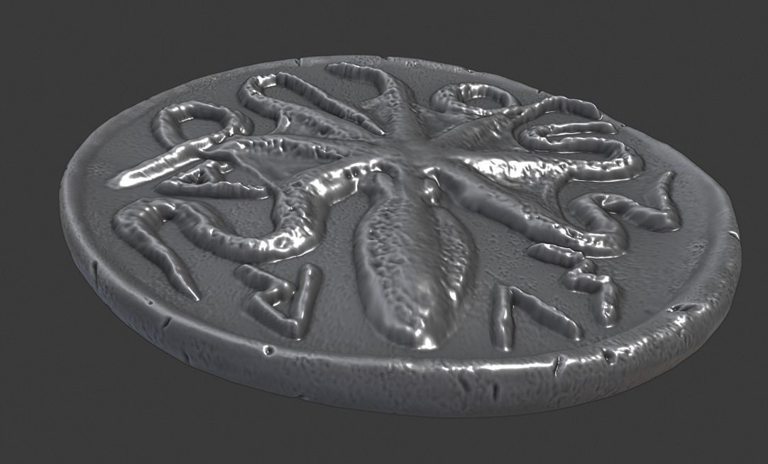 Octopus Coin-Silver Litra 3D print model_11