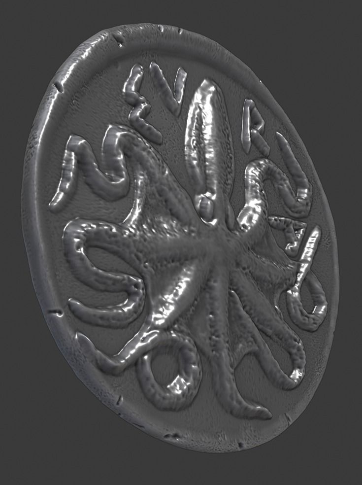 Octopus Coin-Silver Litra 3D print model_10