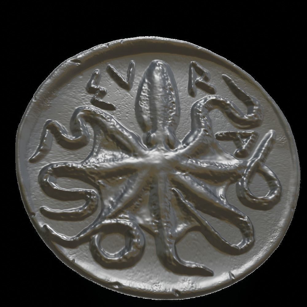 Octopus Coin-Silver Litra 3D print model_7