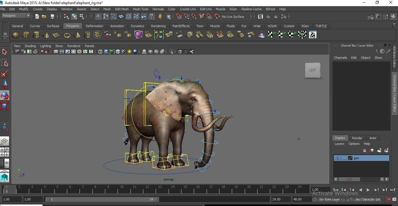 Elelphant 3D model rig Low-poly 3D model_7