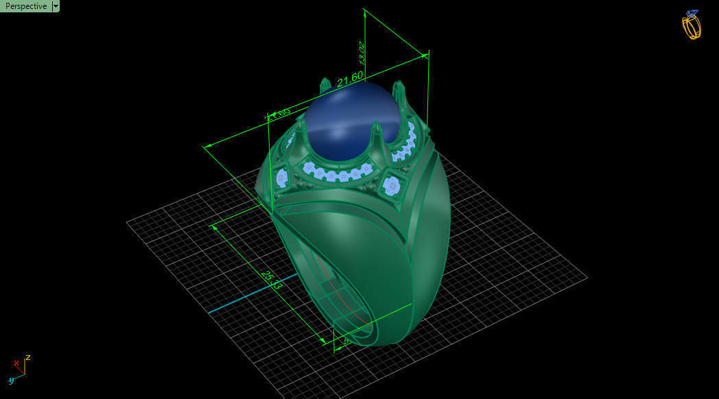 v ring sapphire and diamond 3D print model_4