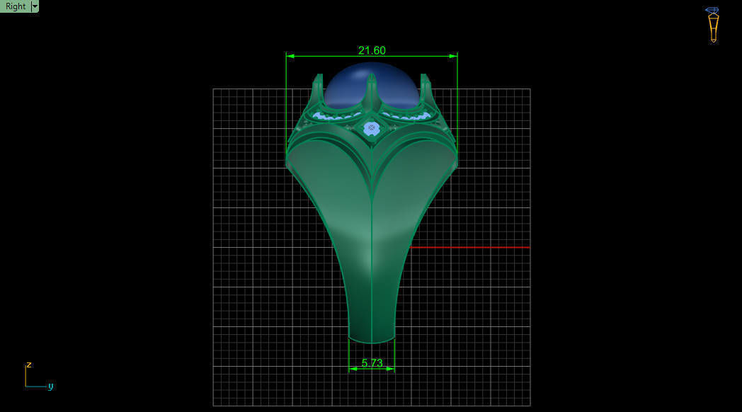 v ring sapphire and diamond 3D print model_3