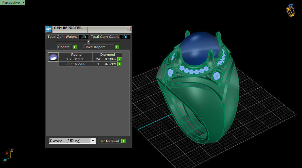 v ring sapphire and diamond 3D print model_5