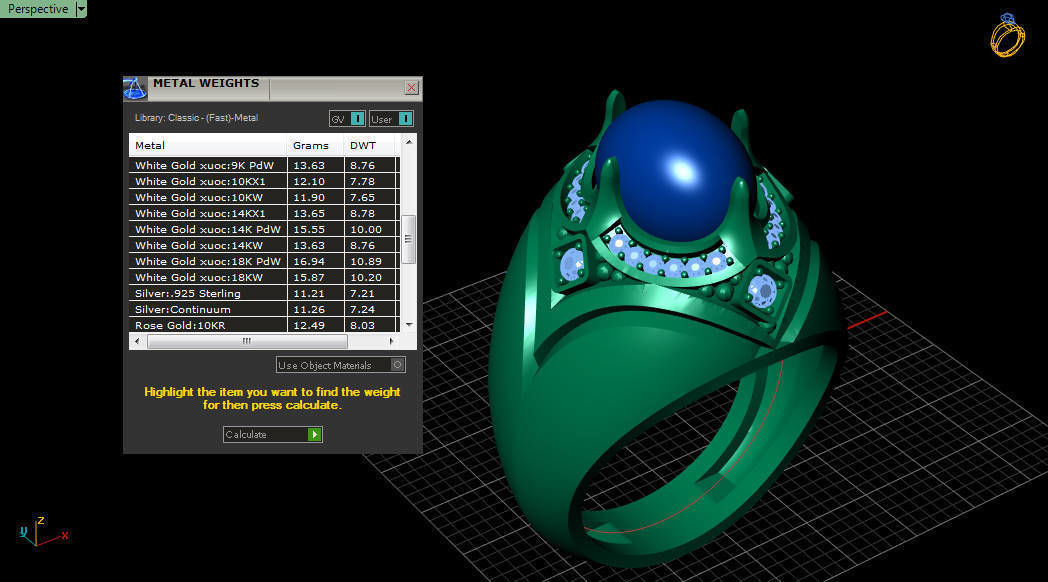 v ring sapphire and diamond 3D print model_6
