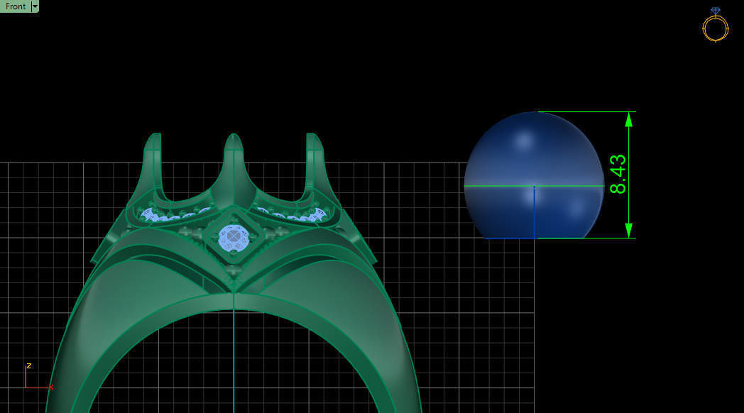 v ring sapphire and diamond 3D print model_10