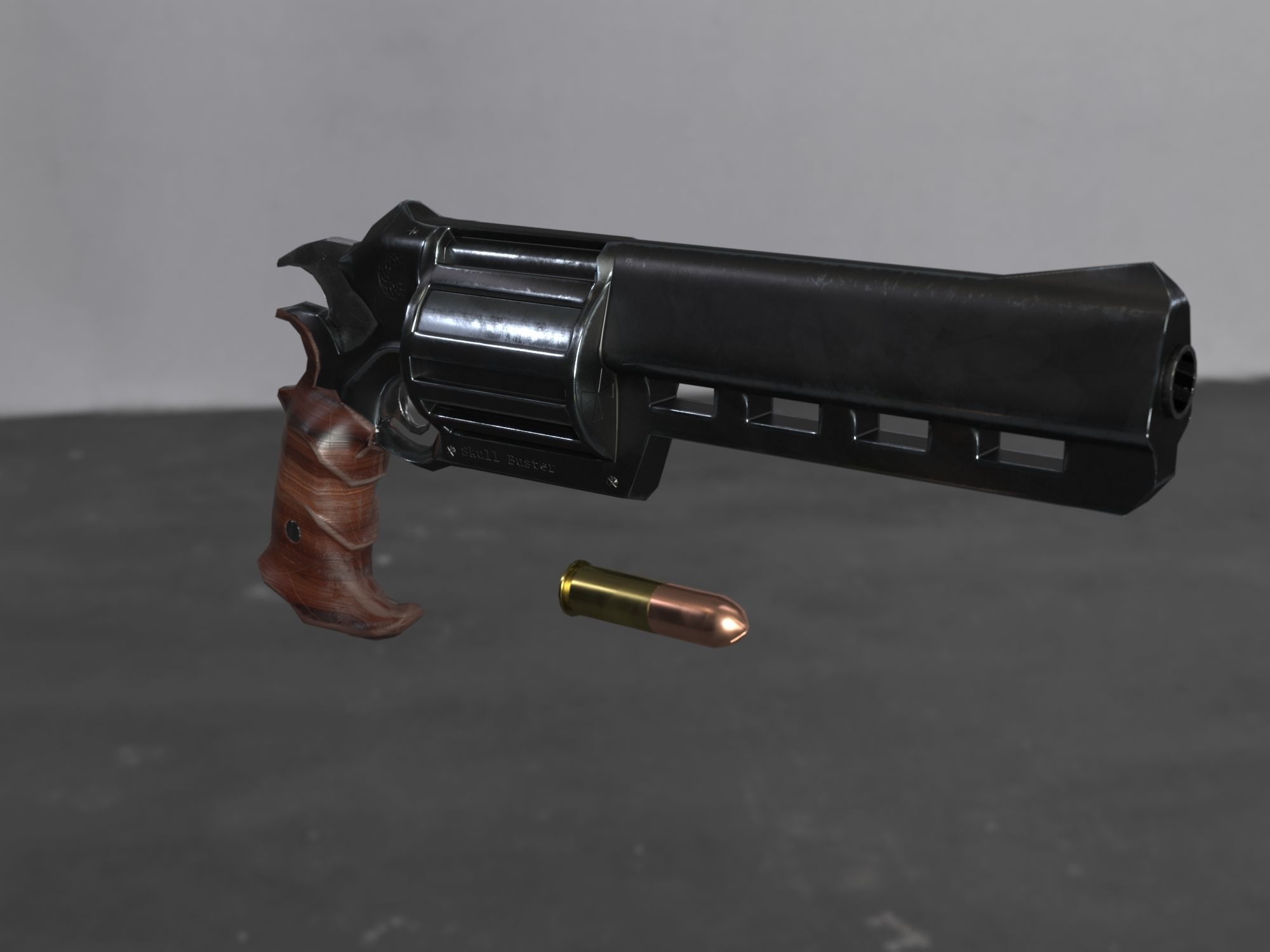 Skull Buster Revolver Handgun Low-poly 3D model_20