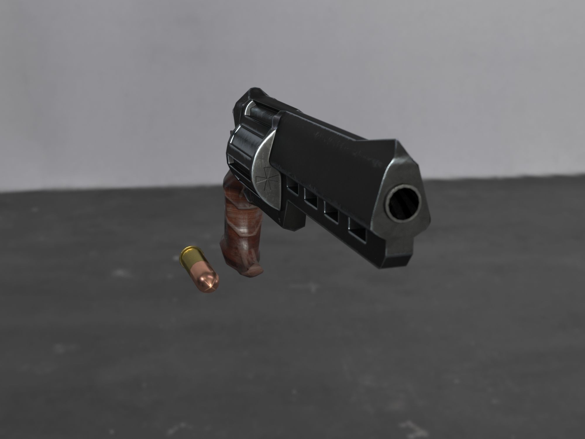 Skull Buster Revolver Handgun Low-poly 3D model_18
