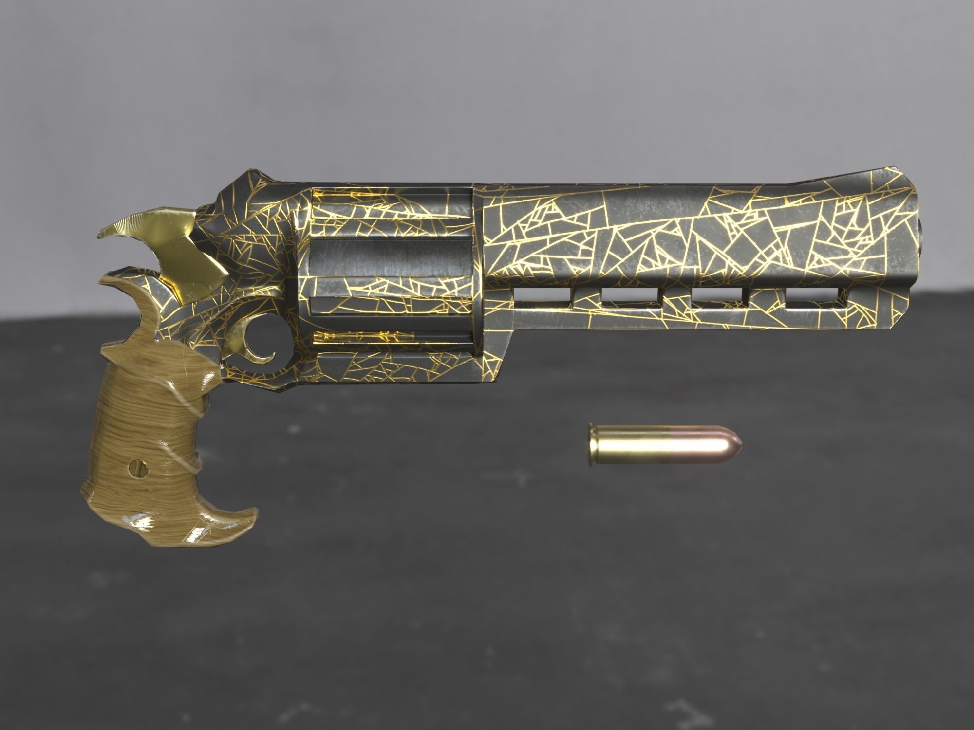 Skull Buster Revolver Handgun Low-poly 3D model_3