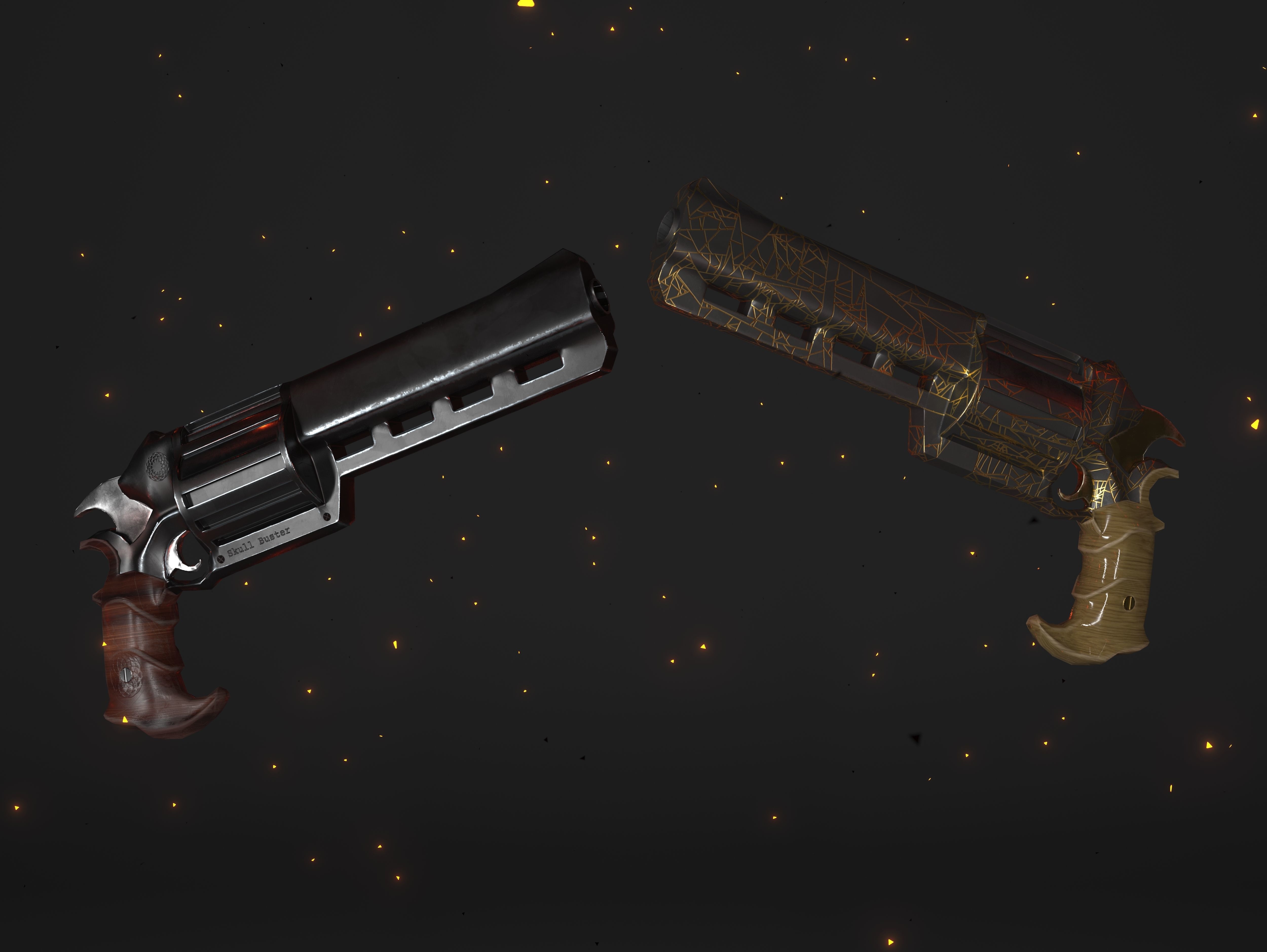 Skull Buster Revolver Handgun Low-poly 3D model_1