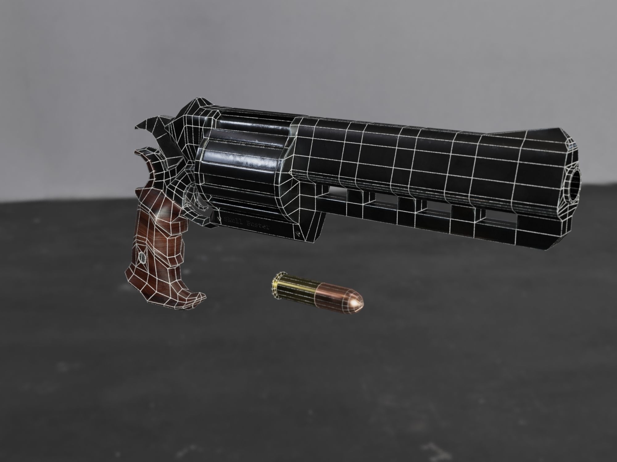 Skull Buster Revolver Handgun Low-poly 3D model_33