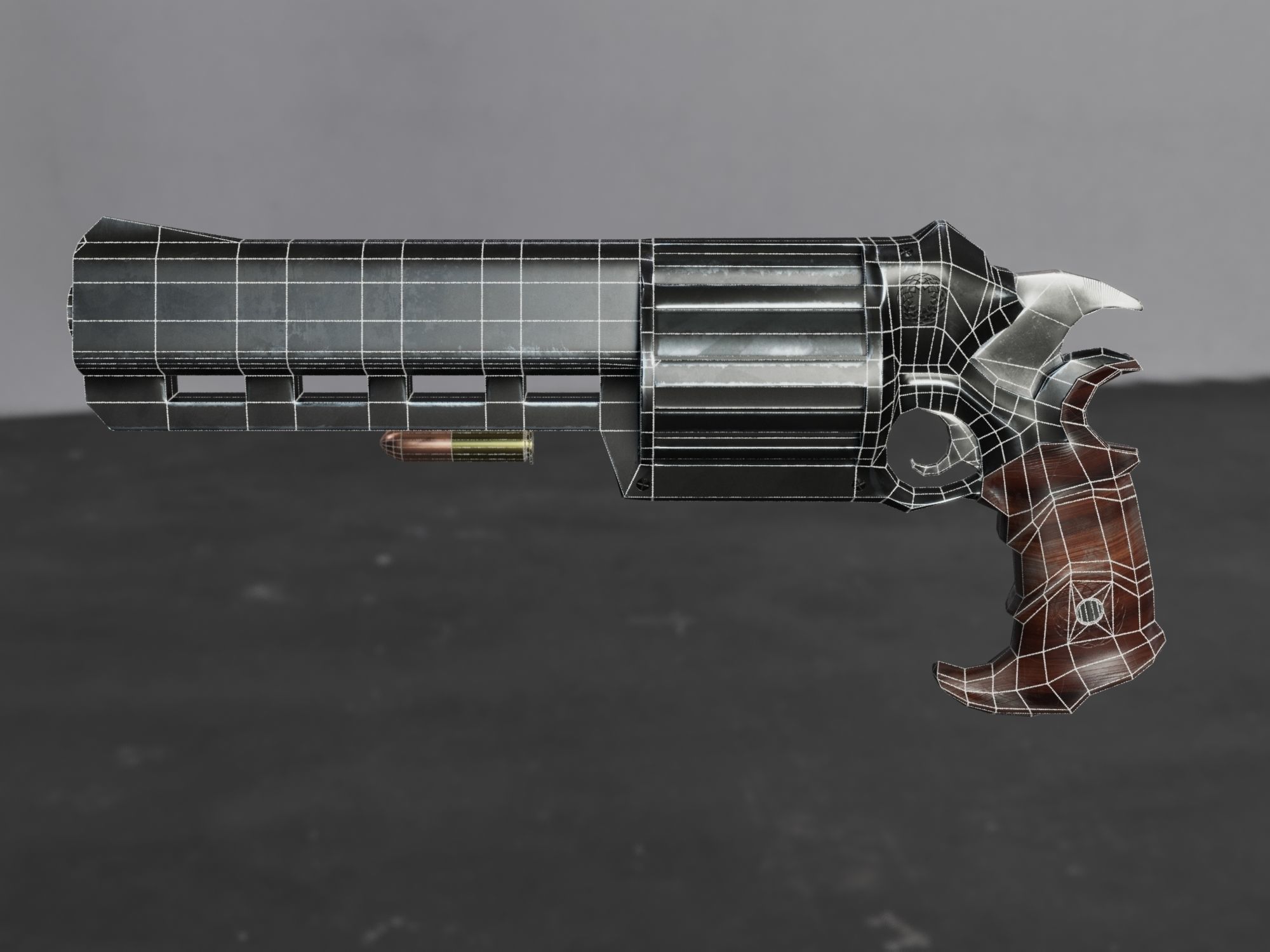 Skull Buster Revolver Handgun Low-poly 3D model_29