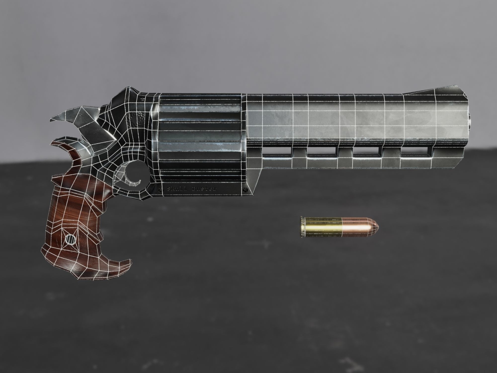 Skull Buster Revolver Handgun Low-poly 3D model_24